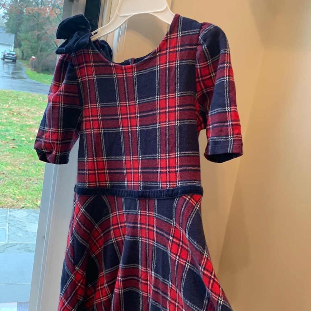 Janie and Jack Dress with Navy Velvet Bow